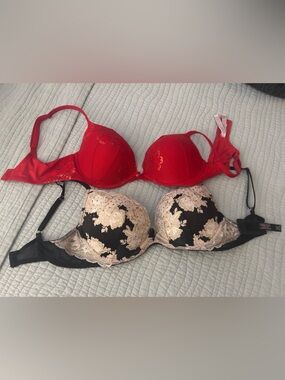 Victoria’s Secret Red Push-Up Bra and Black & Cream Lace Bra - Women Intimates